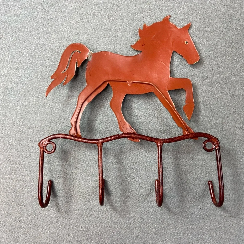 Horse Themed Metal Wall Hook Rack Keys Medals Clothes